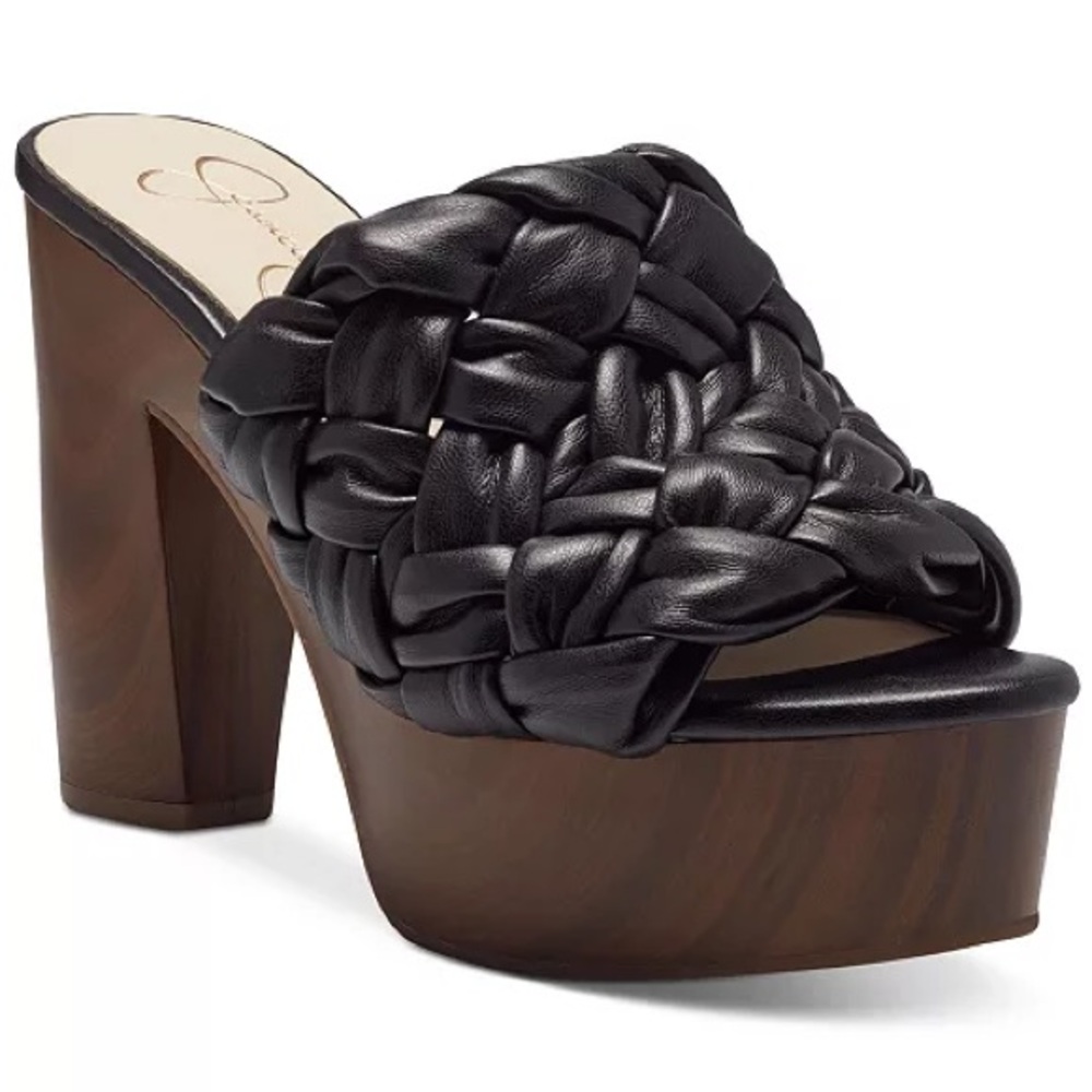 Jessica Simpson Black Woven Platform Sandals